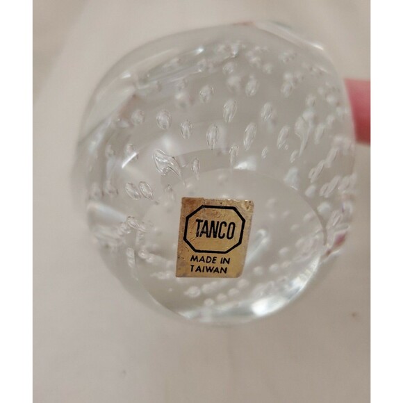 Vintage TANCO Controlled Bubble Clear Art Glass Swan Paperweight Made in Taiwan - Picture 5 of 6